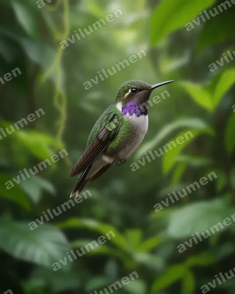 Realistic illustration: Selasphorus flammula (Volcano hummingbird)