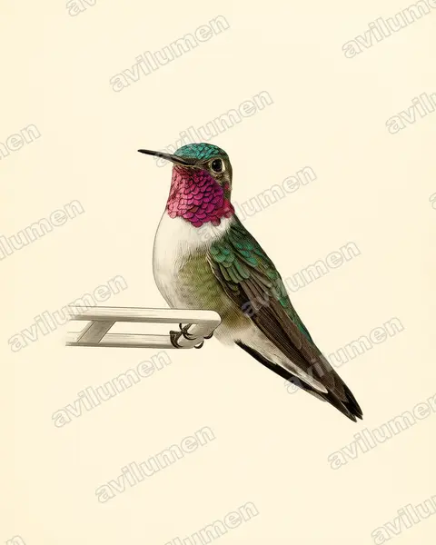 Illustration Planche ancienne : Selasphorus platycercus (Colibri à queue large)