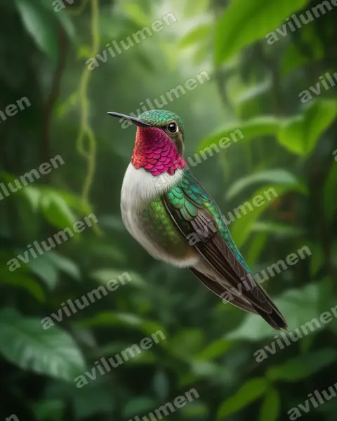 Illustration Réaliste : Selasphorus platycercus (Colibri à queue large)