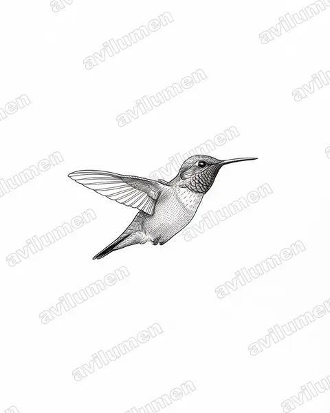 Illustration im Stil Tusche: Rotrücken-Zimtelfe (Selasphorus rufus)