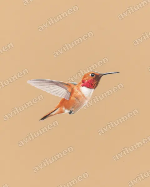 Illustration im Stil Buntstift: Rotrücken-Zimtelfe (Selasphorus rufus)