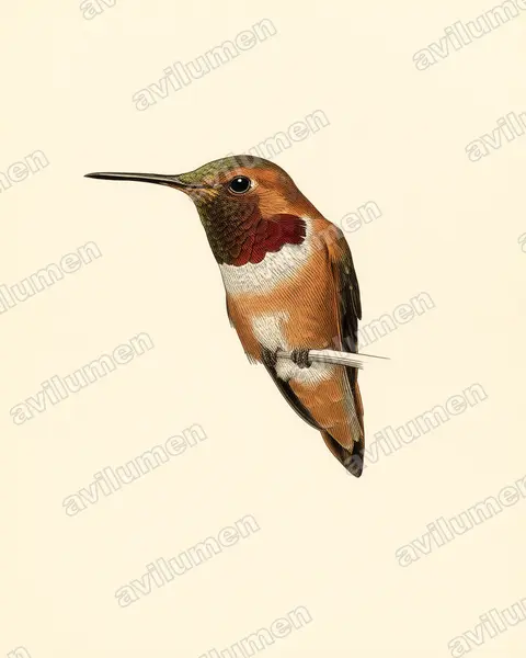 Illustration Planche ancienne : Selasphorus sasin (Colibri d'Allen)