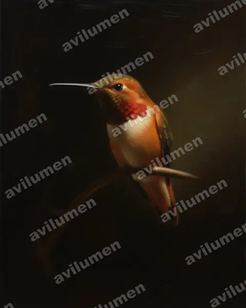 Illustration Huile : Selasphorus sasin (Colibri d'Allen)