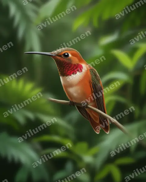 Illustration Réaliste : Selasphorus sasin (Colibri d'Allen)