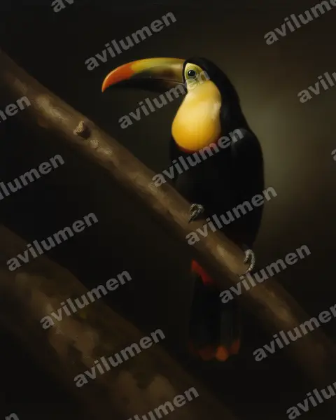 Ilustración en Óleo: Selenidera gouldii (Tucanete de Gould)