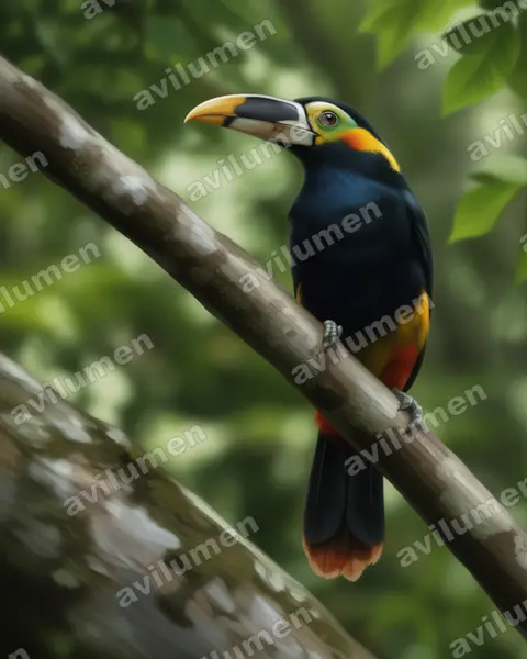 Ilustración en Realista: Selenidera gouldii (Tucanete de Gould)