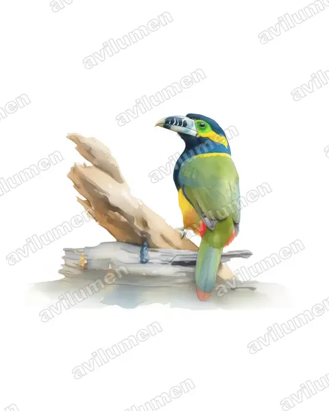 Ilustración en Acuarela: Selenidera maculirostris (Tucancito de pico maculado)