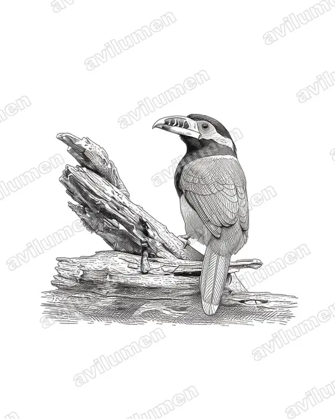Ilustración en Tinta: Selenidera maculirostris (Tucancito de pico maculado)