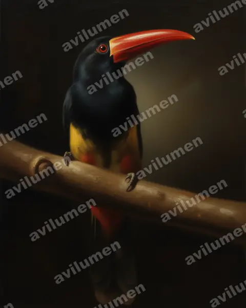 Illustration Huile : Selenidera nattereri (Toucanet de Natterer)