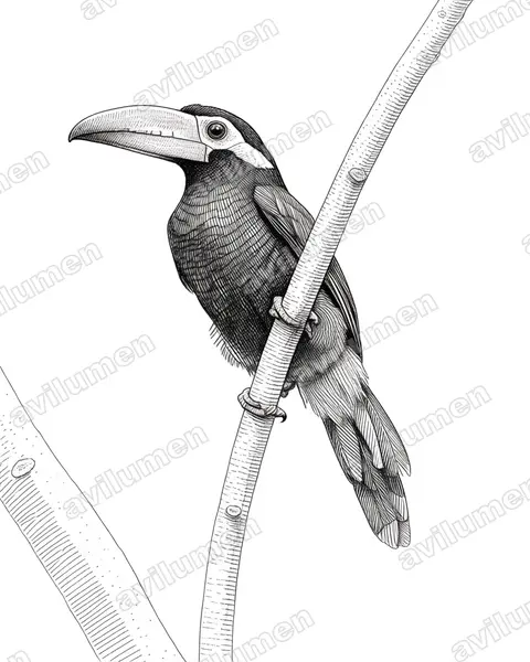 Ink illustration: Selenidera piperivora (Guianan toucanet)