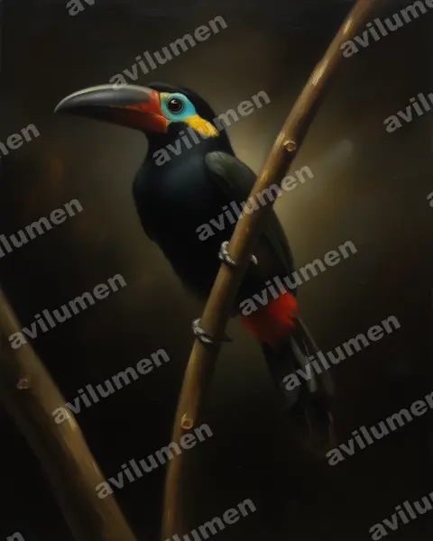 Oil illustration: Selenidera piperivora (Guianan toucanet)