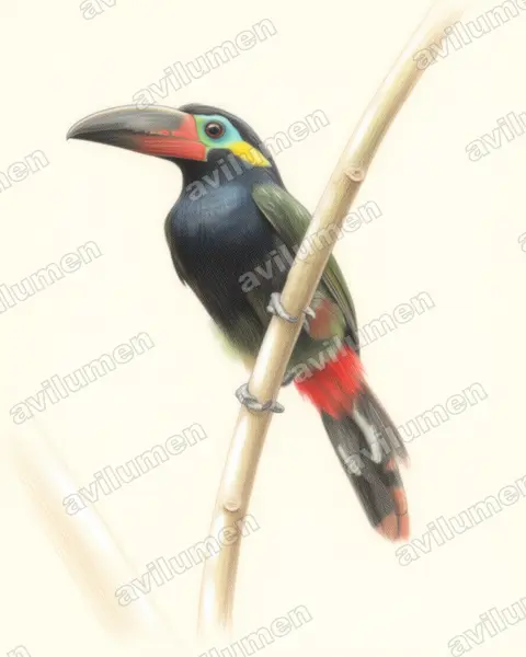 Colored pencil illustration: Selenidera piperivora (Guianan toucanet)