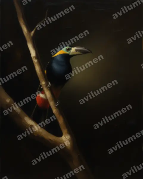 Ilustración en Óleo: Selenidera reinwardtii (Tucanete de Reinwardt)