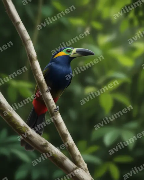 Ilustración en Realista: Selenidera reinwardtii (Tucanete de Reinwardt)