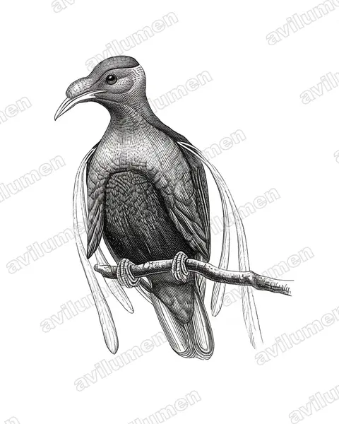 幡羽风鸟（Semioptera wallacii）的钢笔墨线插画