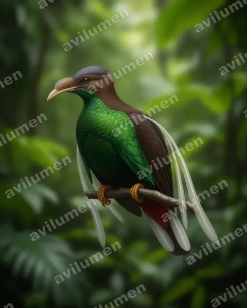 幡羽风鸟（Semioptera wallacii）的写实插画