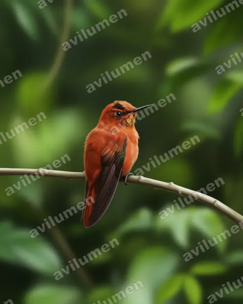 Illustration Réaliste : Sephanoides fernandensis (Colibri robinson)