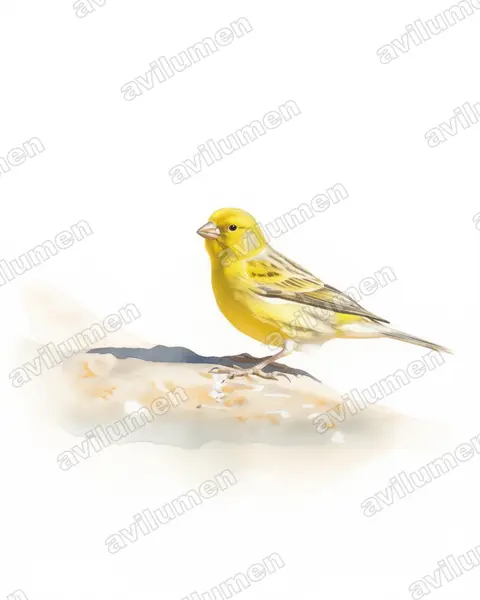 Illustration im Stil Aquarell: Kanarengirlitz (Serinus canaria)