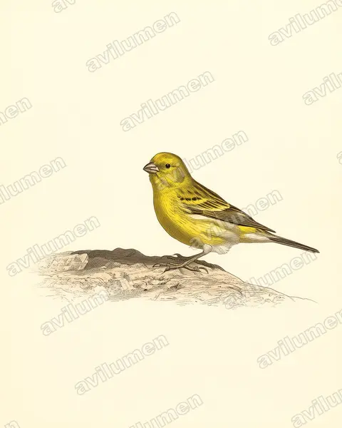 Illustration im Stil Historische Tafel: Kanarengirlitz (Serinus canaria)
