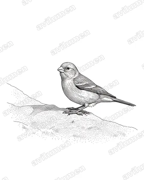 Illustration im Stil Tusche: Kanarengirlitz (Serinus canaria)