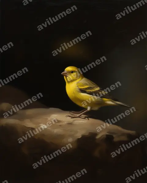 Illustration im Stil Öl: Kanarengirlitz (Serinus canaria)