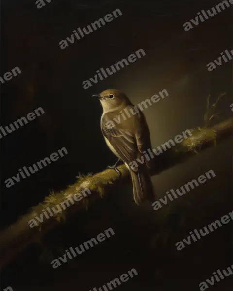 Illustration im Stil Öl: Olivaceous Piha (Snowornis cryptolophus)