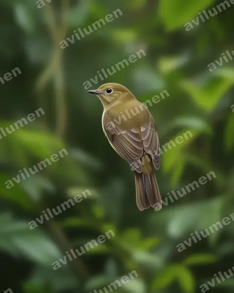 Illustration im Stil Realistisch: Olivaceous Piha (Snowornis cryptolophus)