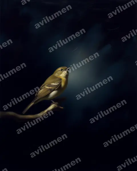 Grey-tailed Piha（Snowornis subalaris）的油画插画