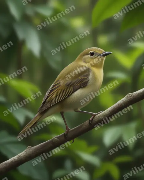 Grey-tailed Piha（Snowornis subalaris）的写实插画