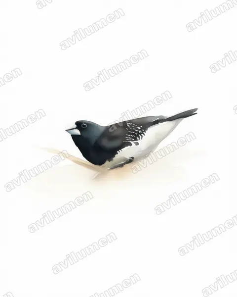黑白文鸟（Spermestes bicolor）的水彩插画