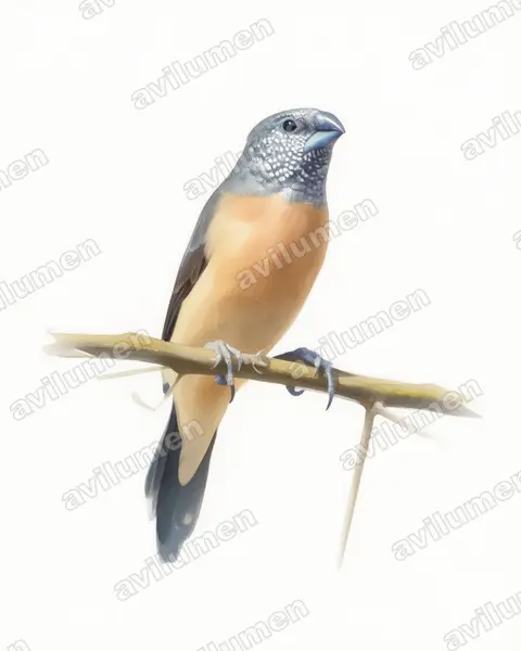 Ilustración en Acuarela: Spermestes griseicapilla (Odontospiza caniceps)