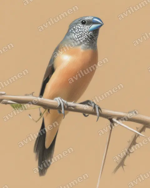 Ilustración en Lápiz de color: Spermestes griseicapilla (Odontospiza caniceps)