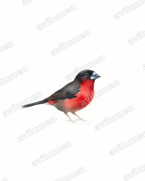 Watercolor illustration: Spermophaga haematina (Western bluebill)