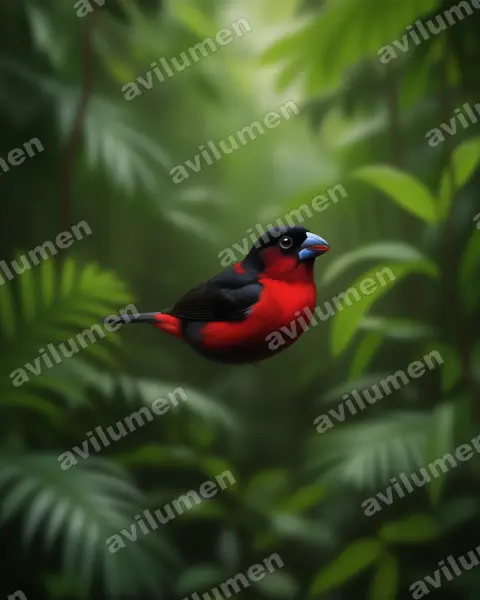 Realistic illustration: Spermophaga haematina (Western bluebill)