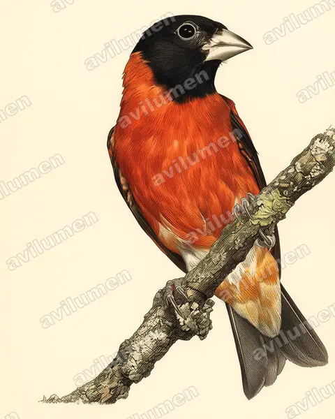 Vintage plate illustration: Spinus cucullatus (Carduelis cucullata)