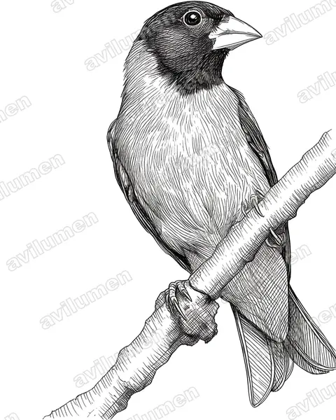 Ink illustration: Spinus cucullatus (Carduelis cucullata)