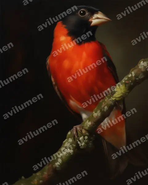Oil illustration: Spinus cucullatus (Carduelis cucullata)