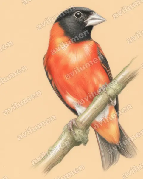 Colored pencil illustration: Spinus cucullatus (Carduelis cucullata)