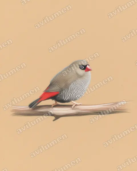 Ilustración en Lápiz de color: Stagonopleura bella (Diamante hermoso)
