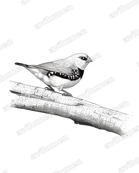 Ilustración en Tinta: Stagonopleura guttata (Diamante moteado)