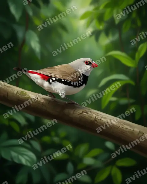 Ilustración en Realista: Stagonopleura guttata (Diamante moteado)