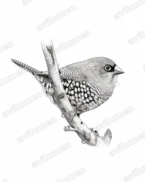 Ilustración en Tinta: Stagonopleura oculata (Diamante orejirrojo)