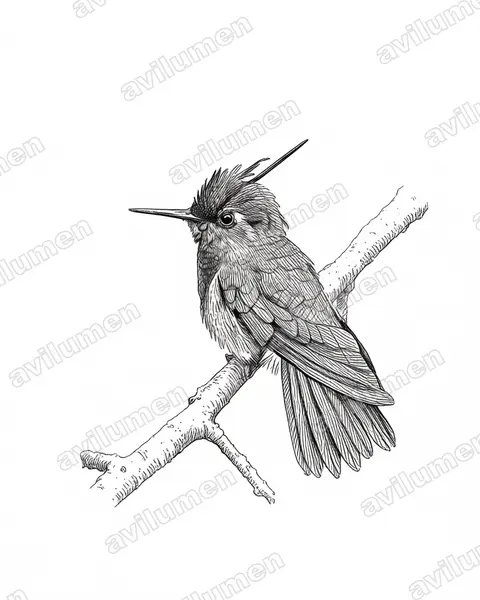 Ilustración en Tinta: Stephanoxis lalandi (Colibrí copetón norteño)