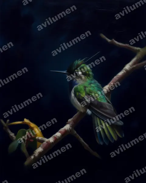 Ilustración en Óleo: Stephanoxis lalandi (Colibrí copetón norteño)
