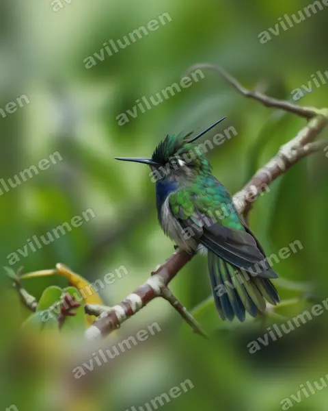 Ilustración en Realista: Stephanoxis lalandi (Colibrí copetón norteño)
