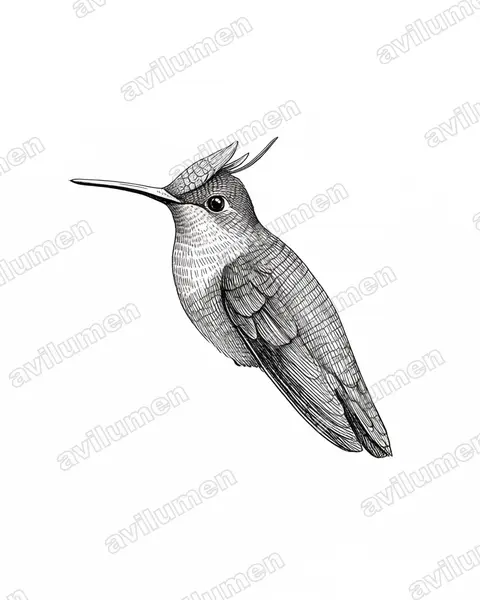 Illustration im Stil Tusche: Violetthaubenelfe (Stephanoxis loddigesii)