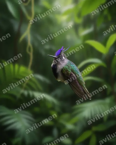 Illustration im Stil Realistisch: Violetthaubenelfe (Stephanoxis loddigesii)