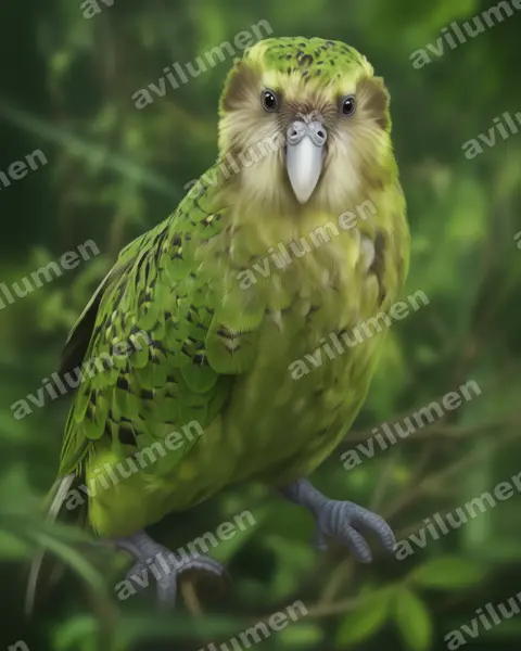 Illustration im Stil Realistisch: Kakapo (Strigops habroptila)