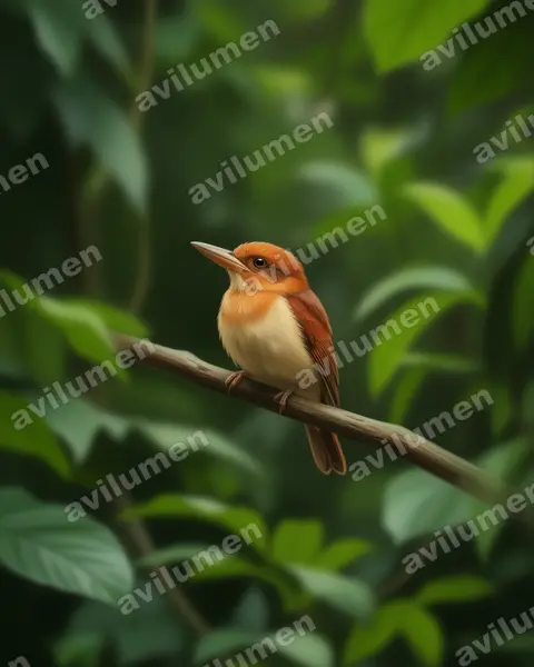 Illustration Réaliste : Syma megarhyncha (Martin-chasseur montagnard)