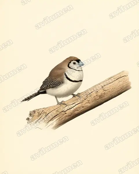 Illustration im Stil Historische Tafel: Ringelastrild (Taeniopygia bichenovii)